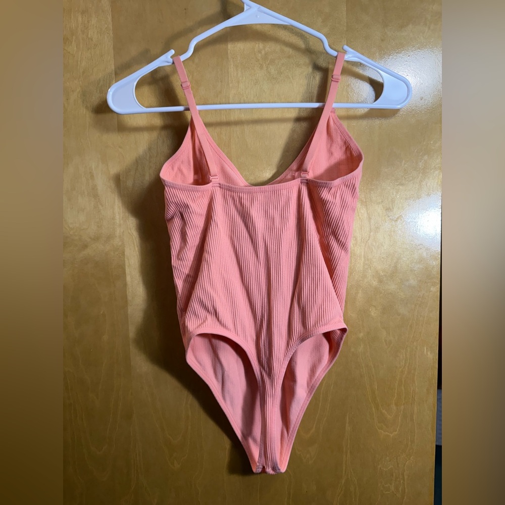 Colsie Coral Ribbed Bodysuit - Picture 4 of 4